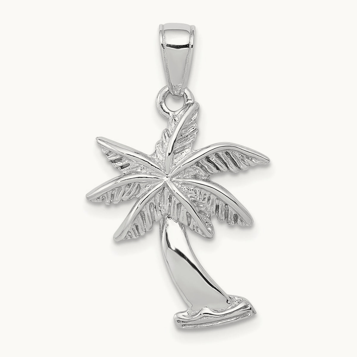 Palm Tree Pendant — 14K White Gold, 19.76mm