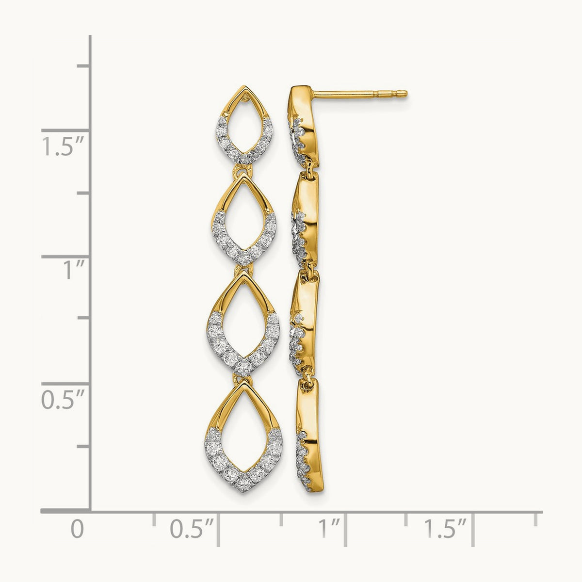 Polished Dangle Diamond Post Earrings, 14K
