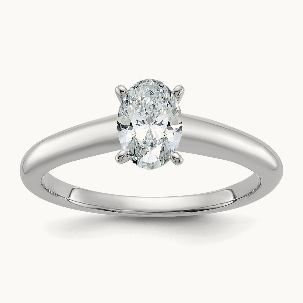 Oval Solitaire Engagement Ring, 0.50-5.00 ct tw Lab-Grown Diamond — 3/4 ct, 14K White Gold