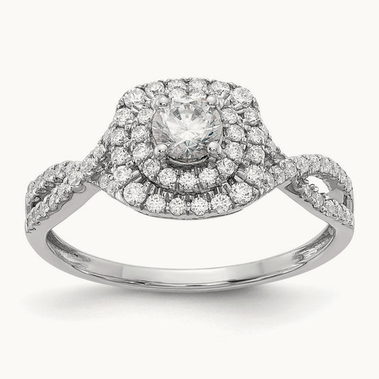 Double Halo Engagement Ring, 0.75 ct tw Lab-Grown Diamond
