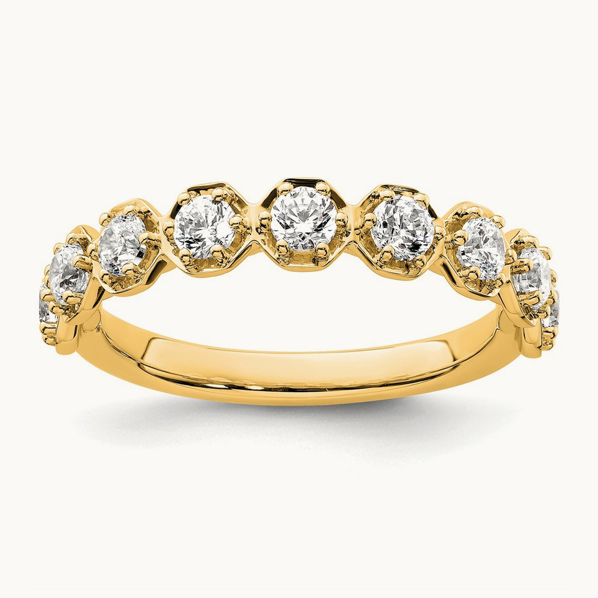 Hexagon Setting Wedding Band — 14K Yellow Gold, 7