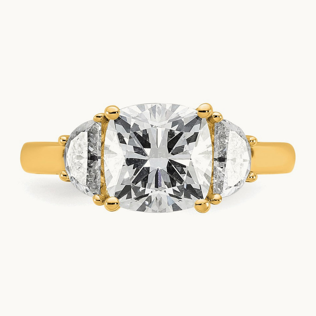 Half Moon & Cushion Semi-Mount Engagement Ring, 0.25-1.00 ct tw Lab-Grown Diamond — 5/8 ct, 14K Yellow Gold