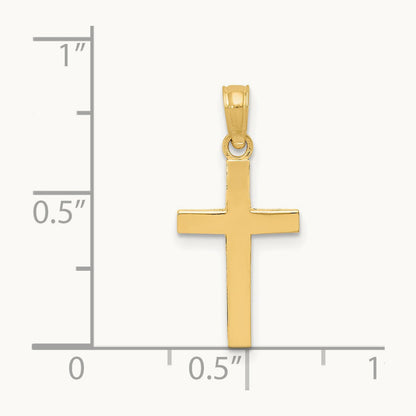 Beveled Cross Charm — 14K Yellow Gold, 22.8mm