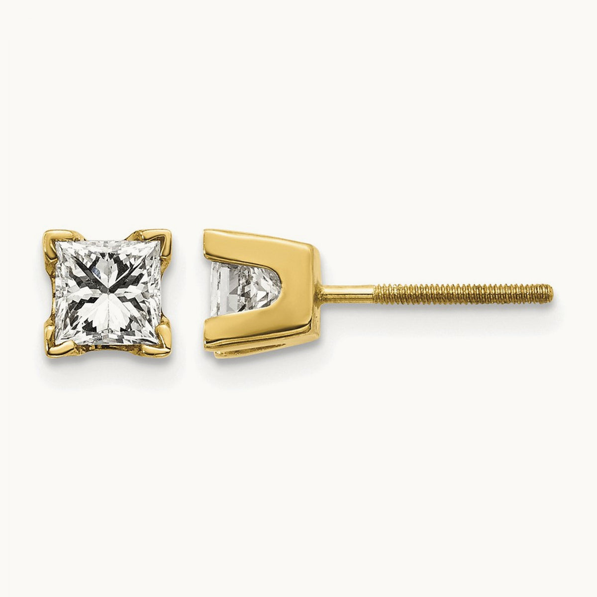 AAA Quality Complete Princess-cut Diamond Earrings, 14K