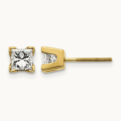AAA Quality Complete Princess-cut Diamond Earrings, 14K