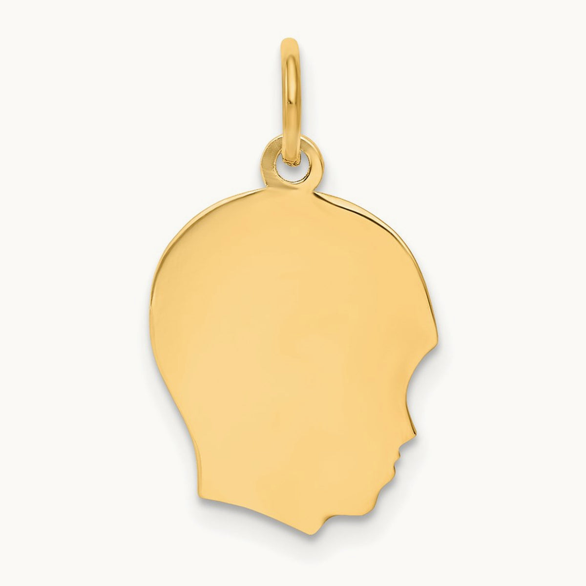 Plain Medium .035 Gauge Facing Right Engravable Boy Head Charm — 22mm