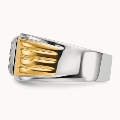 Diamond Square Mens Ring, 14K Two-tone