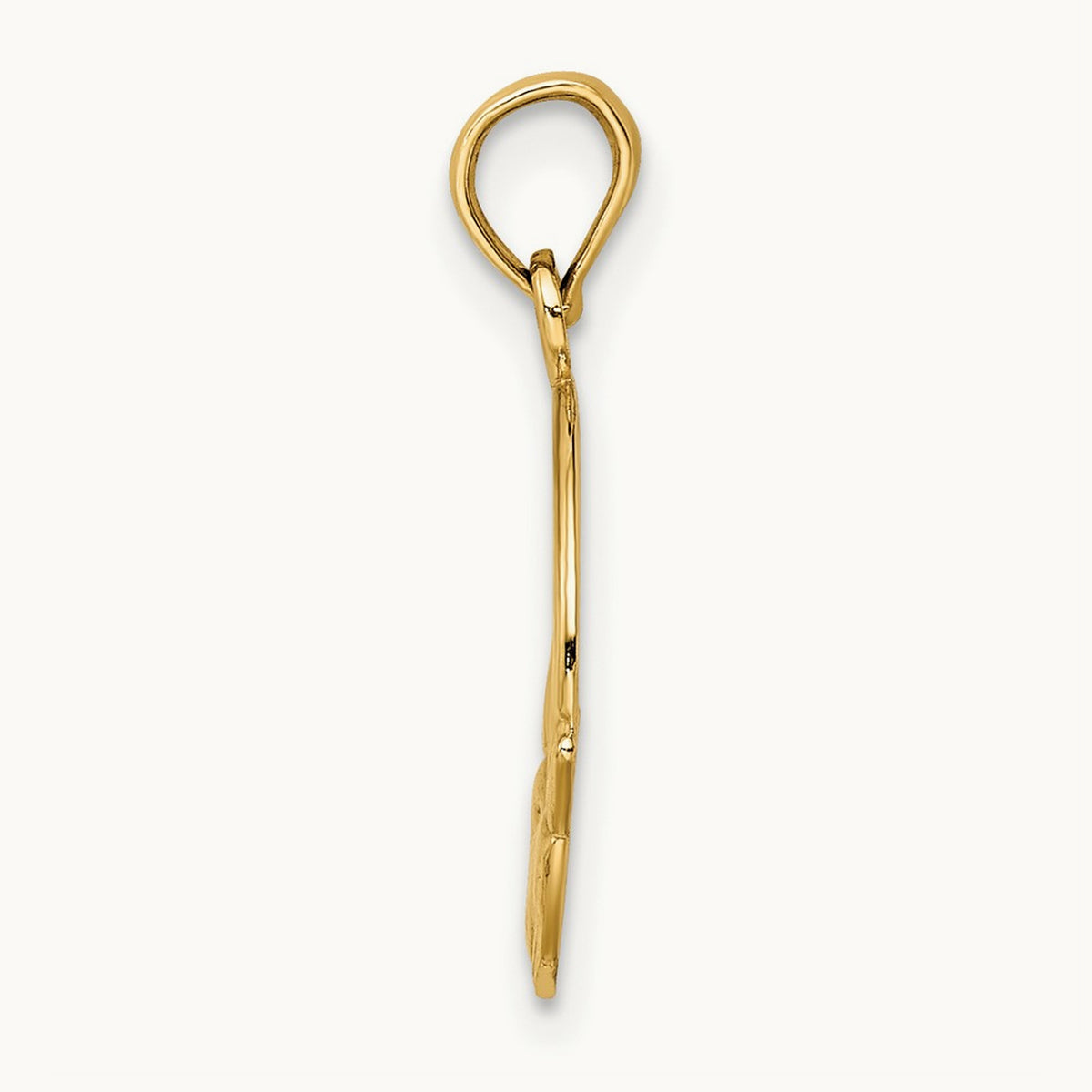 Polished Round Claddagh Charm — 14K Yellow Gold