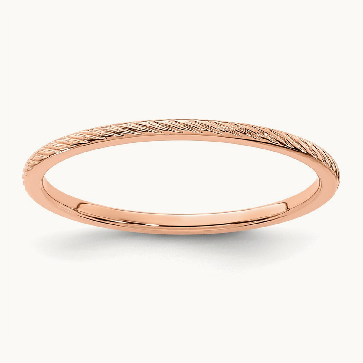 Twisted Wire Pattern Stackable Band — 14K Rose Gold
