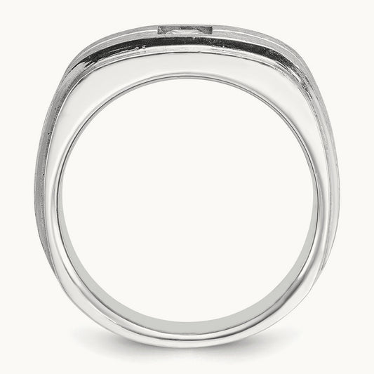 IBGoodman Men's Polished/Satin Diamond Complete Ring, 14K White Gold