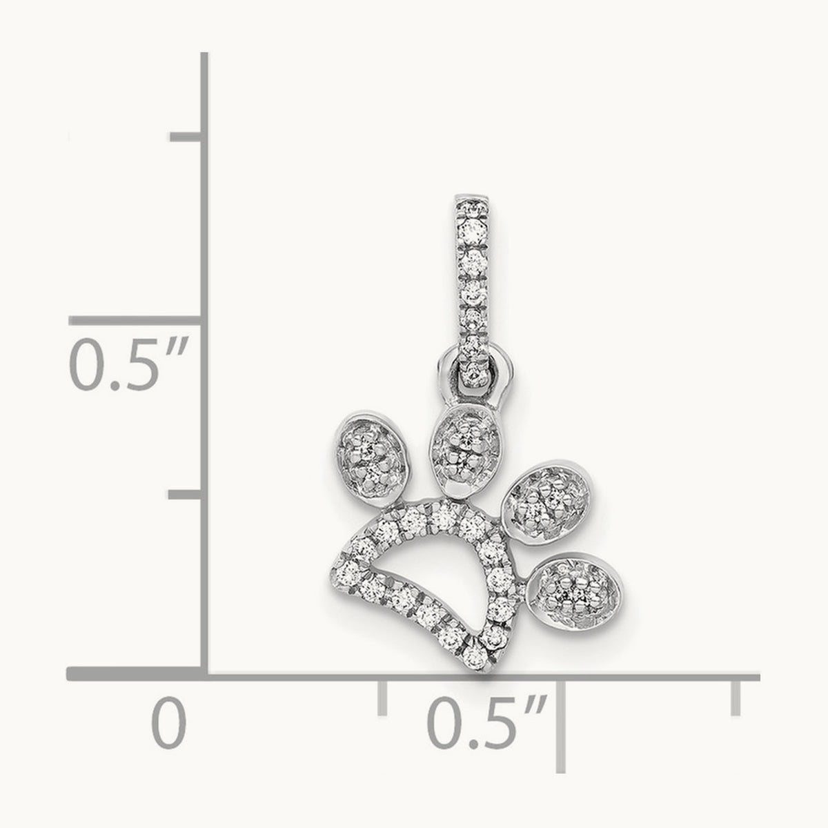 1/10ct. Diamond Paw Print Pendant, 14K White Gold