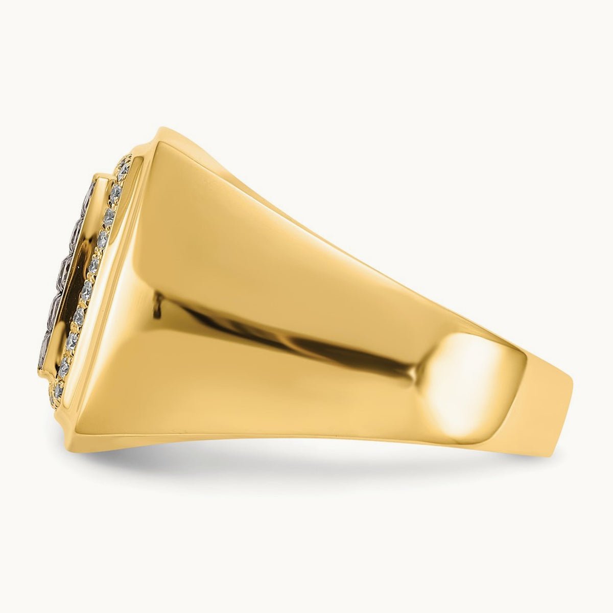 Champagne and White Diamond Mens Ring, 14K