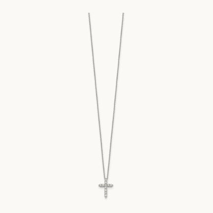 1/2ct Lab Grown Diamond VS/SI+ G+ Comp 18in Cross Pendant Necklace, 14K White Gold