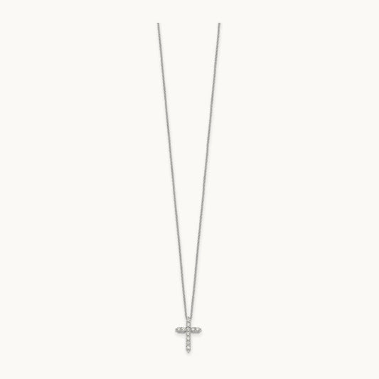 1/2ct Lab Grown Diamond VS/SI+ G+ Comp 18in Cross Pendant Necklace, 14K White Gold