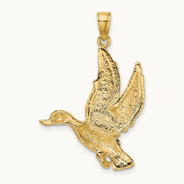 Flying Mallard Duck Charm, 14K