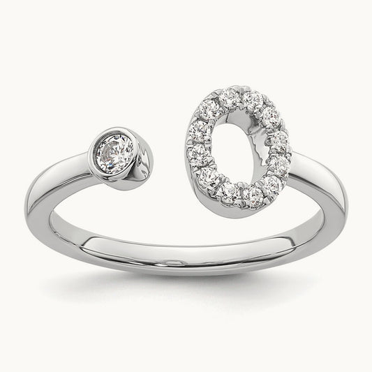 Initial O Adjustable Ring, 0.20 ct tw Lab-Grown Diamond