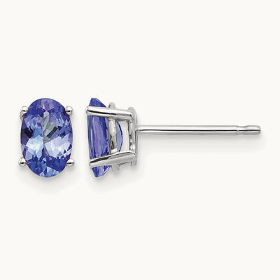 Tanzanite Earrings, 14K White Gold