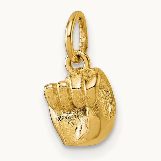 American Sign Language Alphabet Fingerspelling Sign N Pendant, 14K