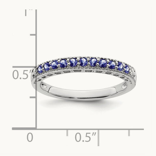 Tanzanite and Diamond Band, 14K White Gold