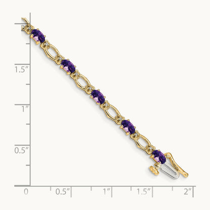 Diamond and Amethyst Bracelet — 14K Yellow Gold