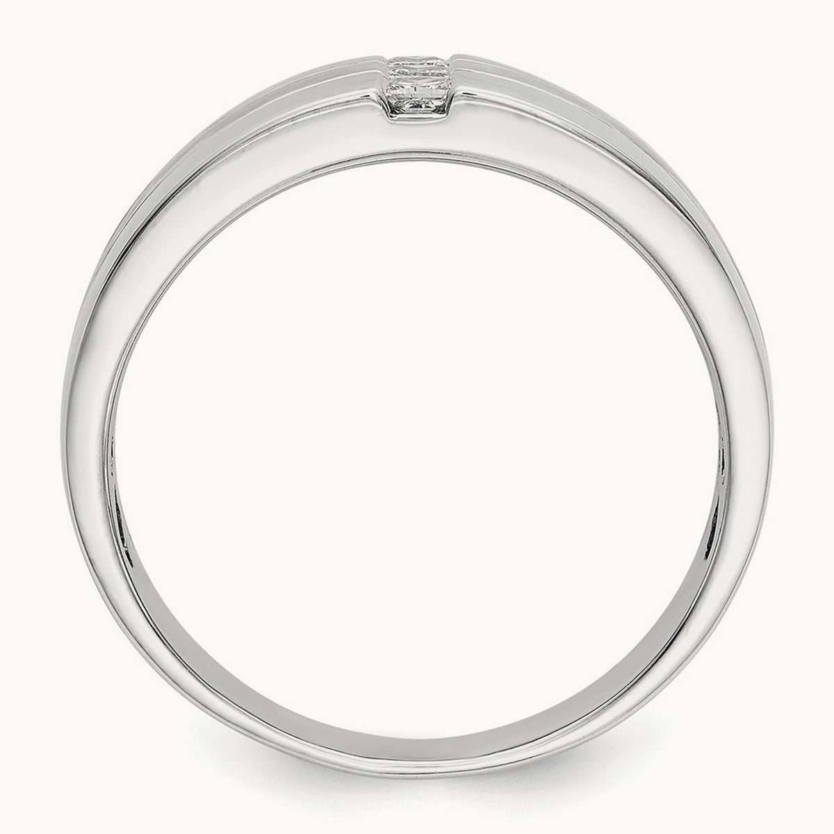 Men's Diamond Polished and Satin Ring — 14K White Gold