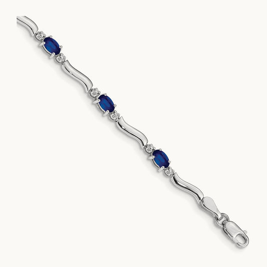 Diamond and Sapphire Bracelet, 14K White Gold
