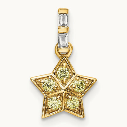 Diamond and Yellow Sapphire Star Pendant, 14K