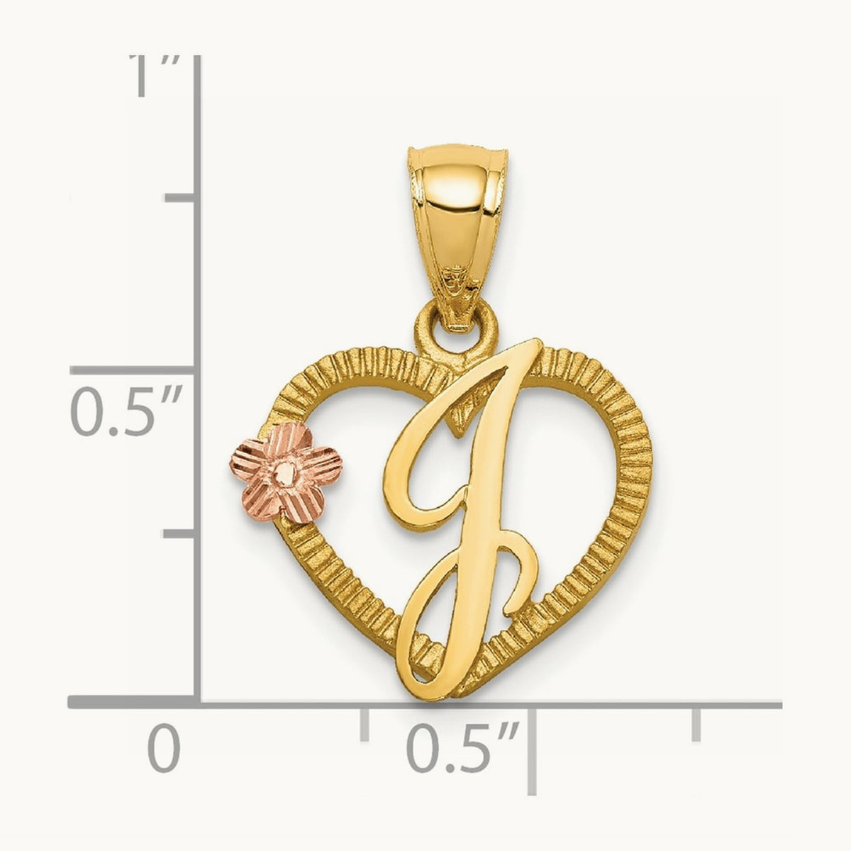 Heart Initial Pendant — 14K Two-Tone Gold, J