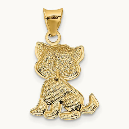Polished Moveable Cat Pendant, 14K