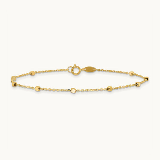Polished Cube Stations Bracelet — 14K Yellow Gold