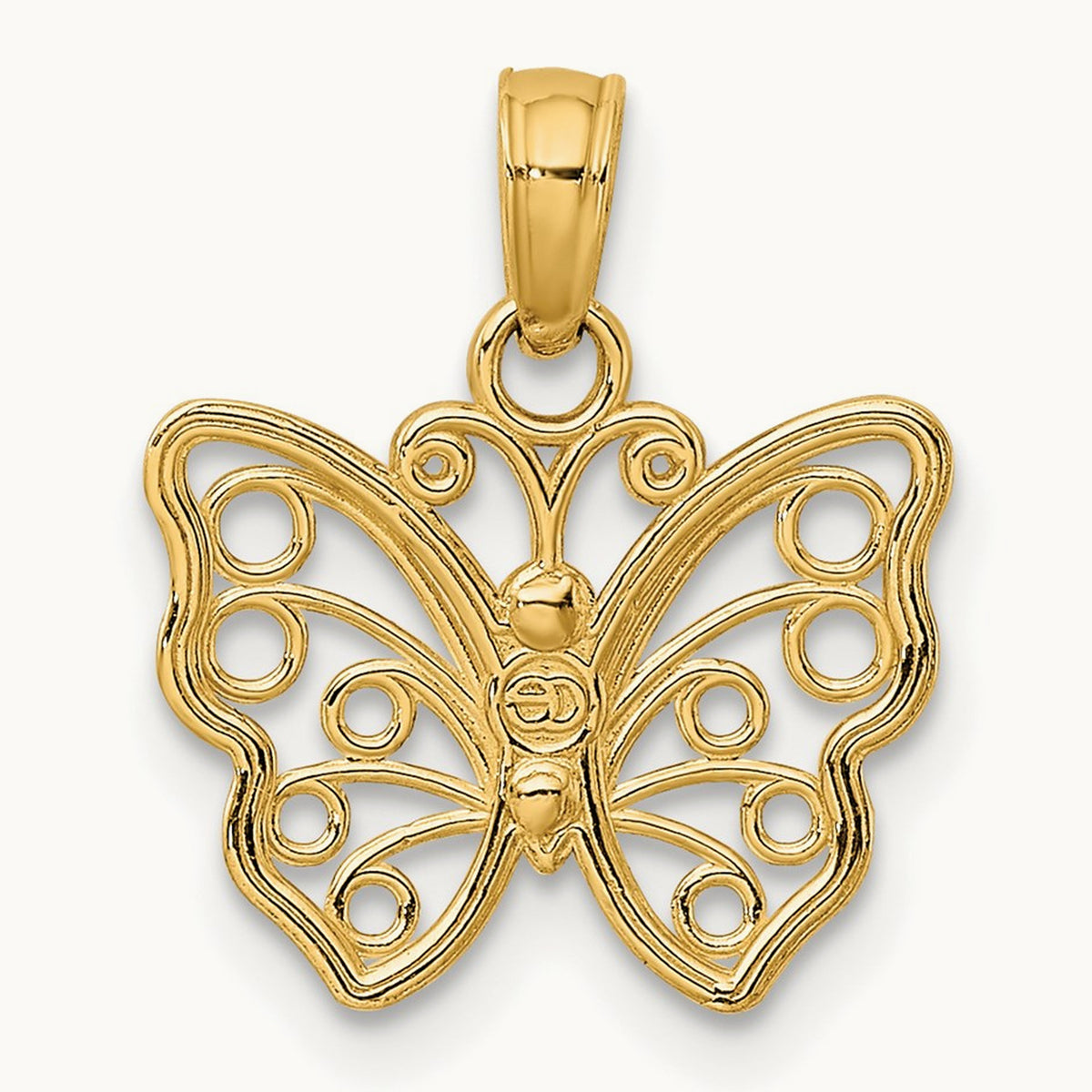 Cut-Out Small Butterfly Charm, 14K