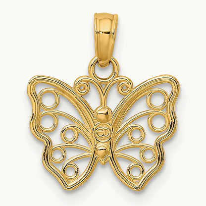 Cut-Out Small Butterfly Charm, 14K