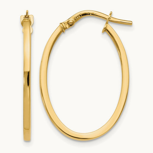 Polished Oval Hoop Earrings, 14K — Leslie's
