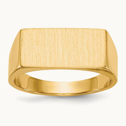 16.5x8. Closed Back Mens Signet Ring, 0mm, 14K