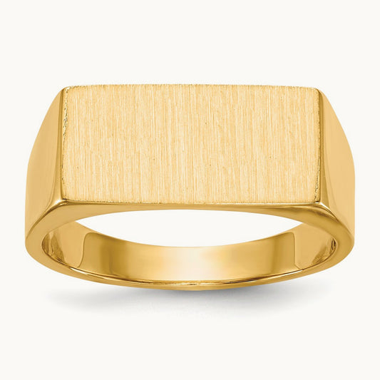 16.5x8. Closed Back Mens Signet Ring, 0mm, 14K