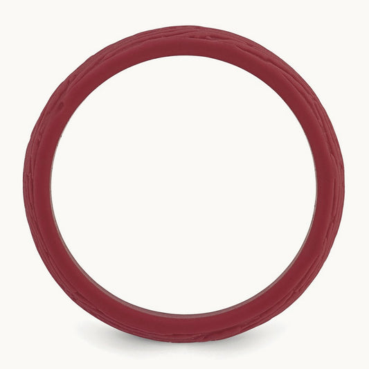 Silicone Dark Red 5.70mm Wood Grain Pattern Band