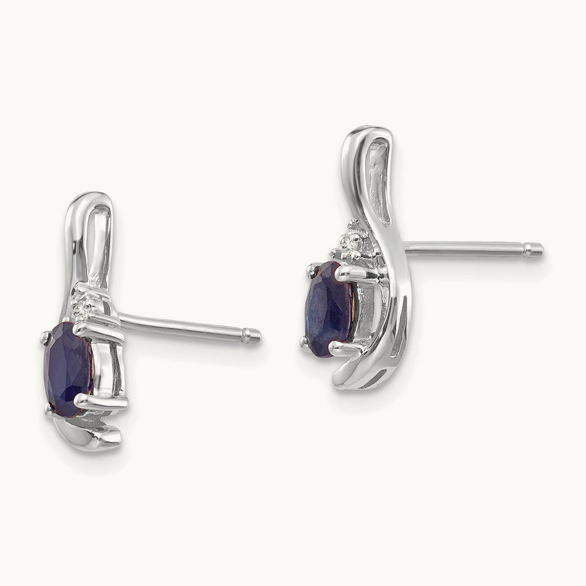 Sapphire and Diamond Post Earrings — photo set