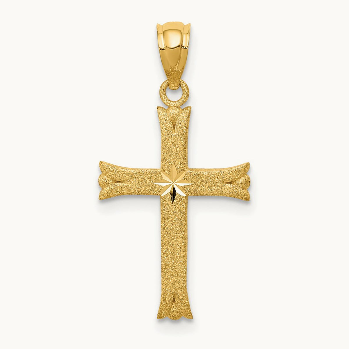 Satin Cross Charm, 14K