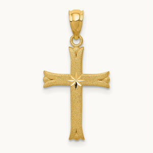 Satin Cross Charm, 14K