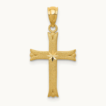 Satin Cross Charm, 14K