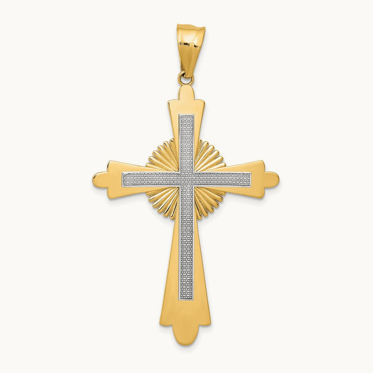 Polished Cross Pendant, 14K Two-tone