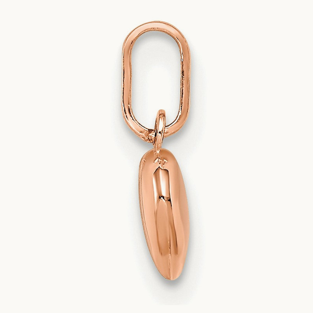 Polished 3-D Heart Charm — 14K Rose Gold