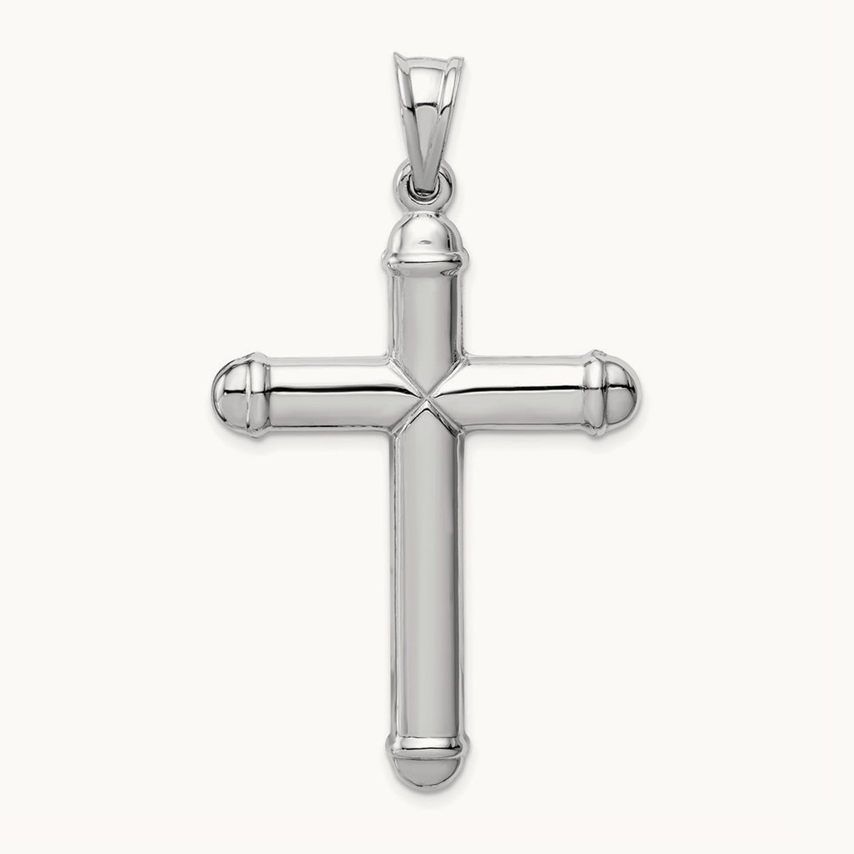 Hollow Cross Pendant, 14K White Gold