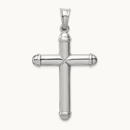 Hollow Cross Pendant, 14K White Gold