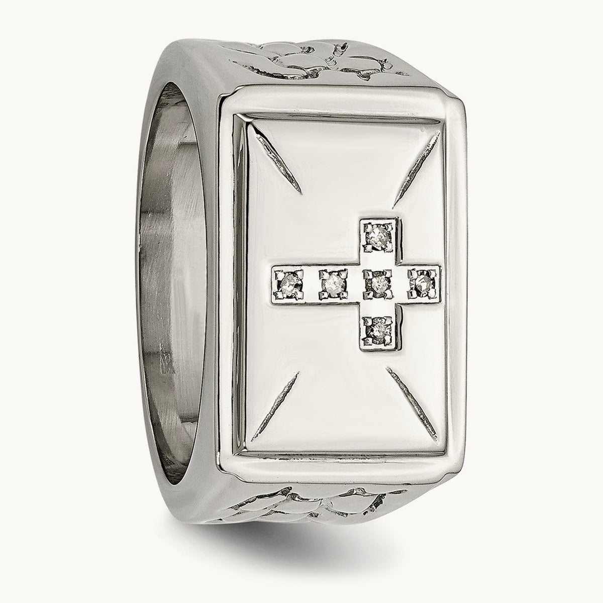 Polished/Textured Diamond Cross Band — photo set