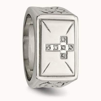 Polished/Textured Diamond Cross Band — 10