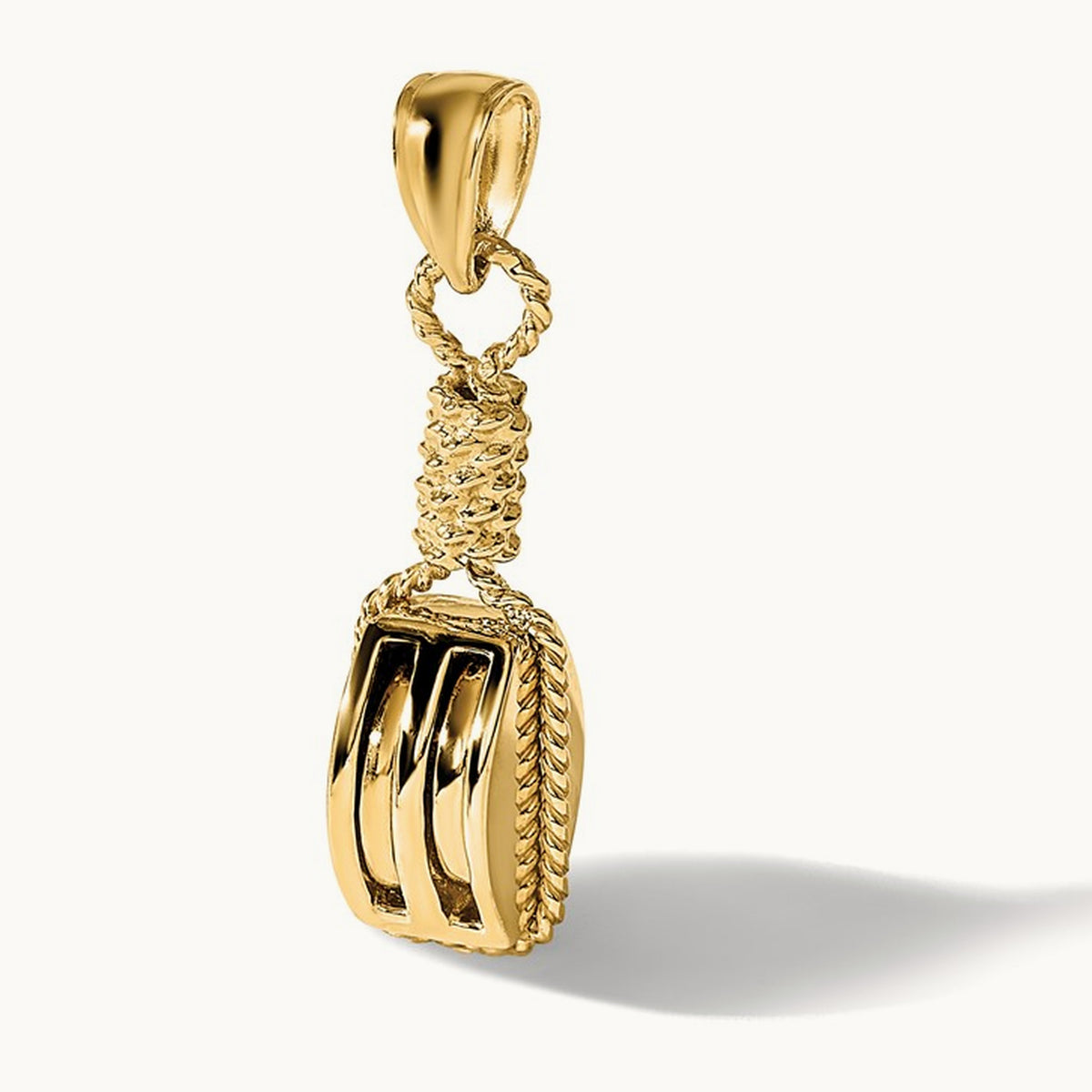 3D Block Mariners Pulley Charm, 14K