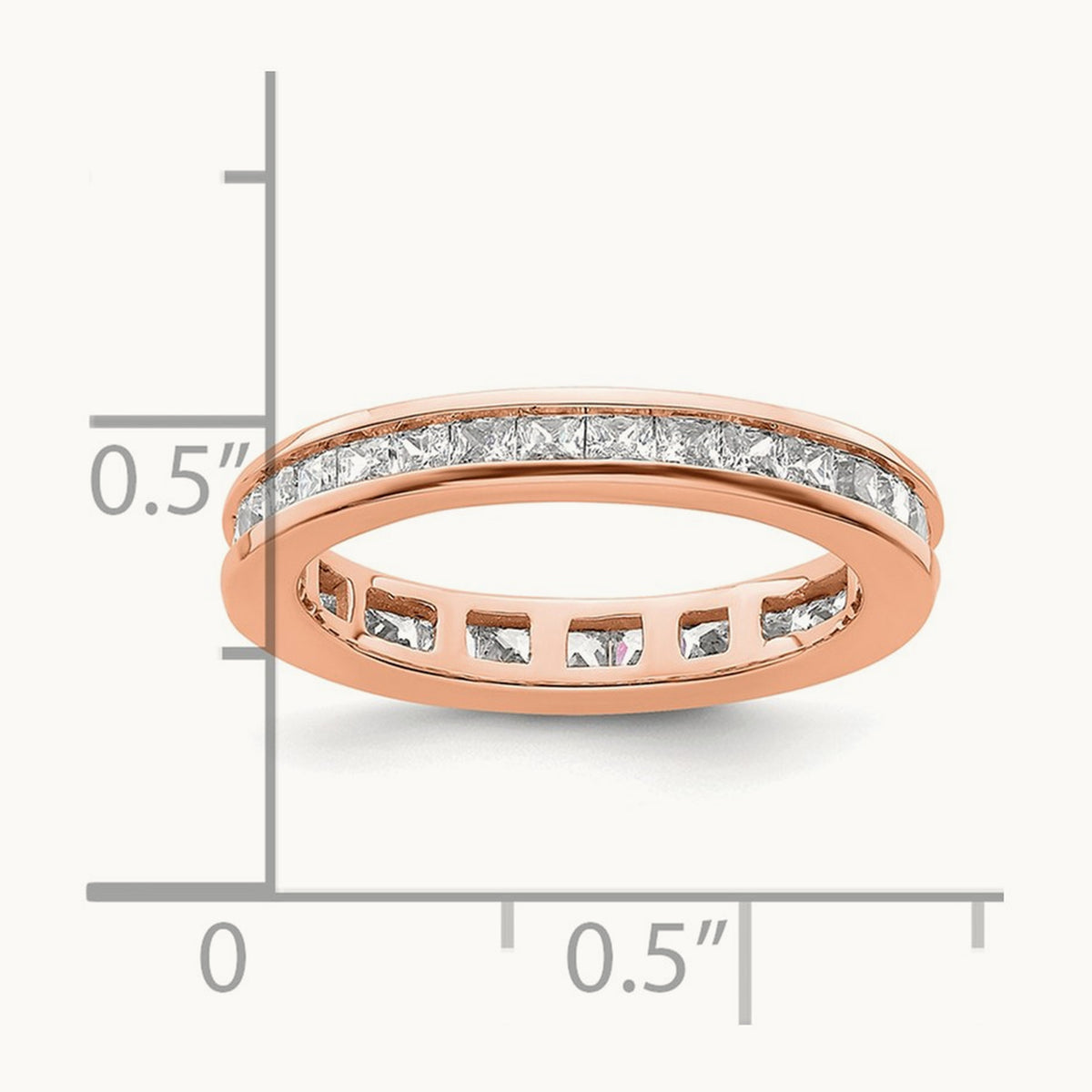 Polished Princess Channel Set Diamond Eternity Band, 1.00 ct tw, 14K Gold — 14K Rose Gold