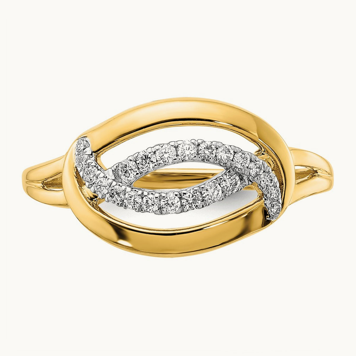 Polished Diamond Oval Ring, 14K