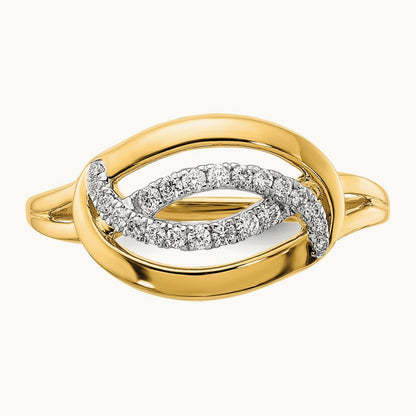 Polished Diamond Oval Ring, 14K